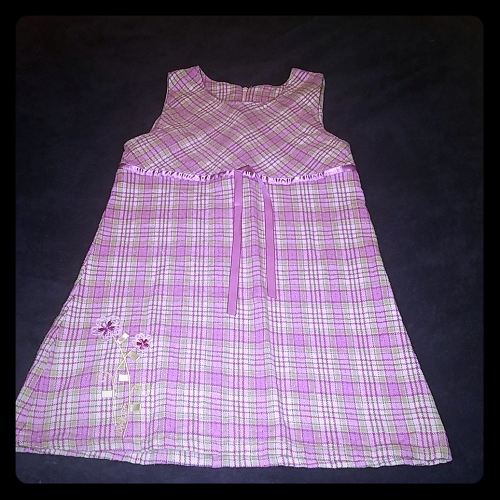 Girls purple and green plaid dress
